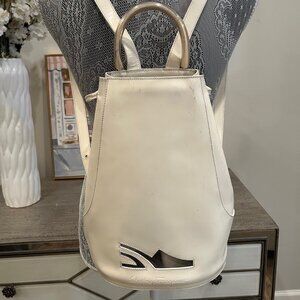 Vintage Salvatore Ferragamo Gancini Leather Backpack w attached Pouch